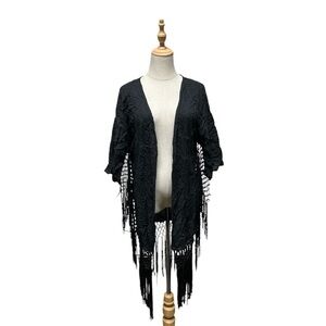 Formula Joben Chic Black Fringe Kimono Size 38